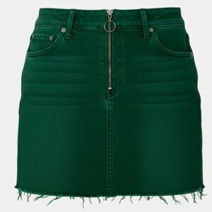 Free People We The Free Womens Size 27 Green Denim Zip Front 5 pocket Mini Skirt